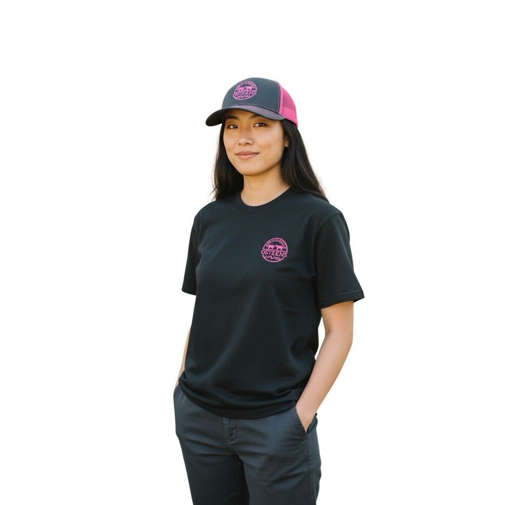 NWT Richardson Original 112 Truckers Hat Pink & Gray Osteens Meat Service Adj